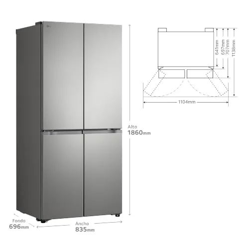 LG ▫️ GMBS30SEPY - Frigorífico American Combi, Ecrã LED interno, Wi-Fi ThinQ, Classe energética E, 580 L, Aço inoxidável anti-impressões 2