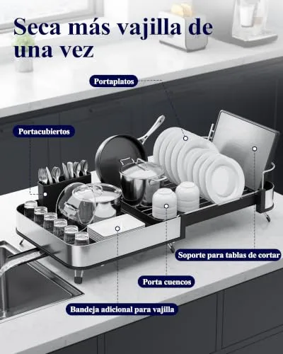 Kitsure ▫️ Escorredor de Pratos Extensível em Metal, 40,9-67,6 cm 2