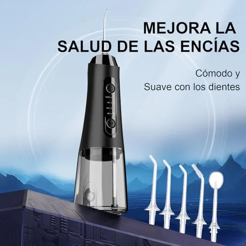 Lyinda ▫️ Irrigador dentário, 320 ml, 4 modos, 5 bicos, IPX7, preto 2