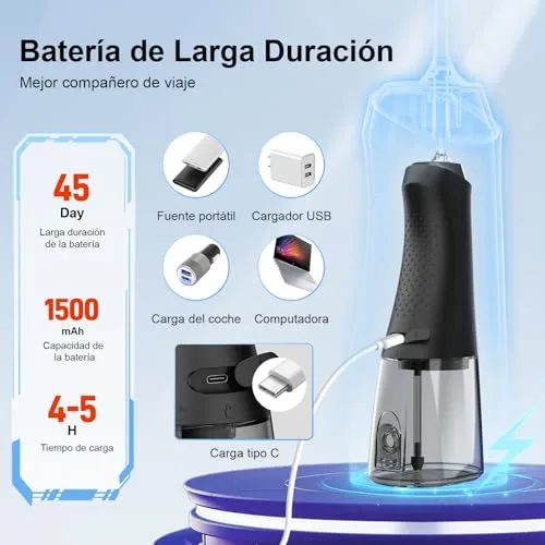 Lyinda ▫️ Irrigador dentário, 320 ml, 4 modos, 5 bicos, IPX7, preto 5