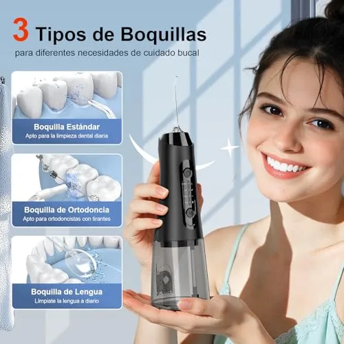 Lyinda ▫️ Irrigador dentário, 320 ml, 4 modos, 5 bicos, IPX7, preto 6