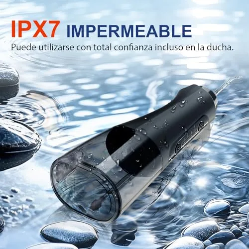 Lyinda ▫️ Irrigador dentário, 320 ml, 4 modos, 5 bicos, IPX7, preto 7