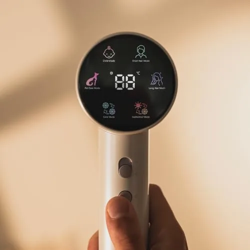 Ufesa ▫️ Secador de cabelo digital Ion-Plasma SmartSense 120 000 rpm, 6 modos, ecrã LCD, adequado para animais de estimação, 2 velocidades, bocal e difusor magnéticos, ultrassilencioso, secador inteligente 2