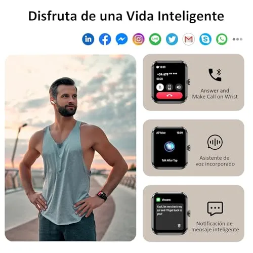 Blackview ▫️ Relógio inteligente para homem (fazer/receber chamadas), relógio inteligente para homem de 1,85" – pulsómetro/oxímetro/monitorização do sono, mensagens do WhatsApp, pulseira de atividade – 100 modos desportivos, podómetro, Android e iOS 2