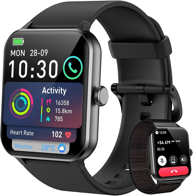 Blackview ▫️ Relógio inteligente para homem (fazer/receber chamadas), relógio inteligente para homem de 1,85" – pulsómetro/oxímetro/monitorização do sono, mensagens do WhatsApp, pulseira de atividade – 100 modos desportivos, podómetro, Android e iOS