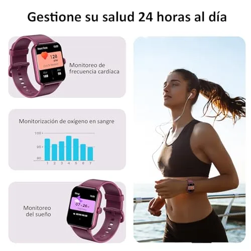 Blackview ▫️ Relógio Inteligente para Mulher (Fazer/Receber Chamadas), Relógio Inteligente para Mulher de 1,85" - Pulsómetro/Oxímetro/Monitorização do Sono, Mensagens do WhatsApp, Pulseira de Atividade - Mais de 100 Modos Desportivos, Podómetro, Android e iOS 3