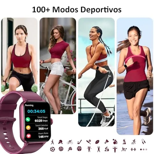 Blackview ▫️ Relógio Inteligente para Mulher (Fazer/Receber Chamadas), Relógio Inteligente para Mulher de 1,85" - Pulsómetro/Oxímetro/Monitorização do Sono, Mensagens do WhatsApp, Pulseira de Atividade - Mais de 100 Modos Desportivos, Podómetro, Android e iOS 4