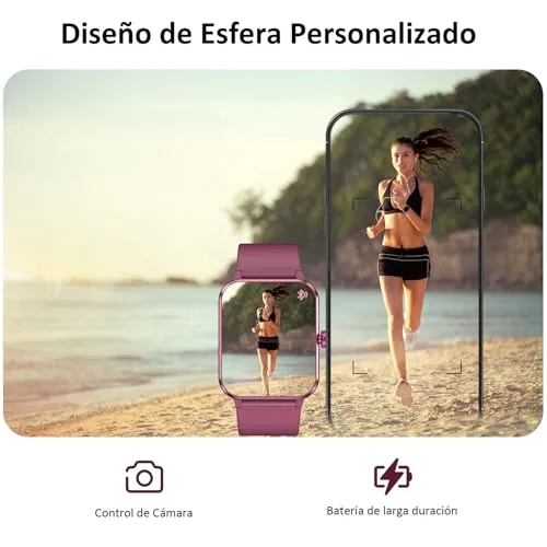Blackview ▫️ Relógio Inteligente para Mulher (Fazer/Receber Chamadas), Relógio Inteligente para Mulher de 1,85" - Pulsómetro/Oxímetro/Monitorização do Sono, Mensagens do WhatsApp, Pulseira de Atividade - Mais de 100 Modos Desportivos, Podómetro, Android e iOS 5