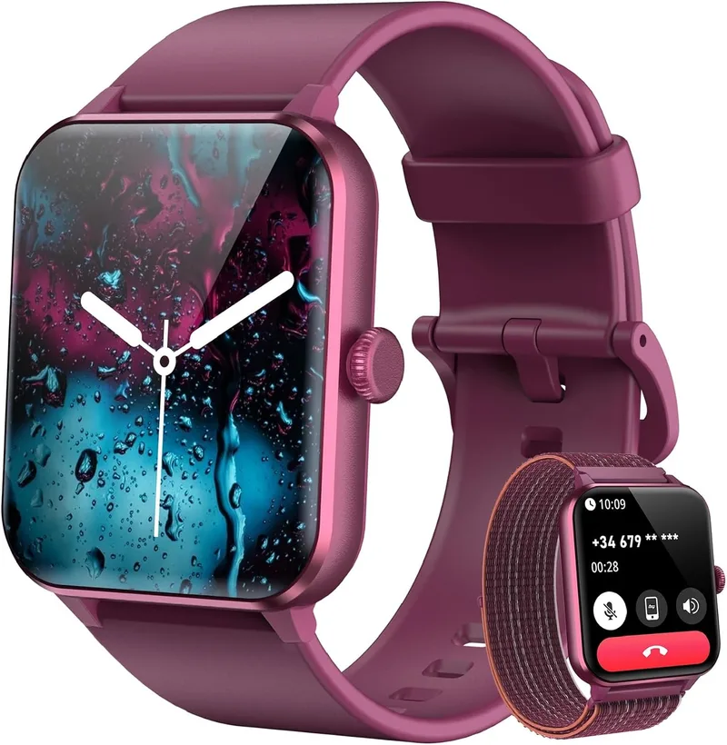 Blackview ▫️ Relógio Inteligente para Mulher (Fazer/Receber Chamadas), Relógio Inteligente para Mulher de 1,85" - Pulsómetro/Oxímetro/Monitorização do Sono, Mensagens do WhatsApp, Pulseira de Atividade - Mais de 100 Modos Desportivos, Podómetro, Android e iOS