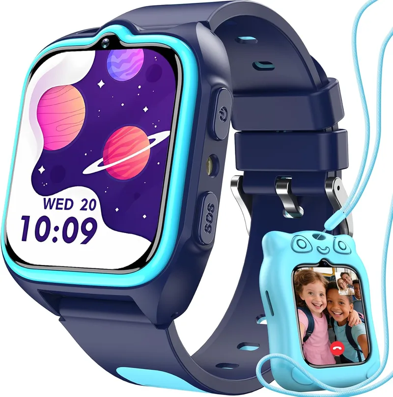 Blackview ▫️ 4G – Relógio inteligente para crianças com GPS, SOS, videochamadas, chat de voz, relógio inteligente de 1,75” para crianças com pedómetro, lanterna LED, modo escola, despertador, jogos, para meninos e meninas, azul