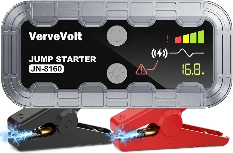 VerveVolt ▫️ 𝐎𝐟𝐞𝐫𝐭𝐚 𝐟𝐥𝐚𝐬𝐡 𝟭𝟬𝟬𝟬𝟬𝗔 Arrancador de baterias de automóvel - Arrancador portátil para automóveis (10 L de gasolina e 9 L de gasóleo), booster de bateria com ecrã LCD grande e lanterna LED, Car Jump Starter para SUV