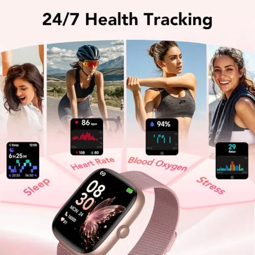 CASCHO ▫️ Relógio Inteligente para Mulher com Chamadas Bluetooth e WhatsApp, Smartwatch Elegante para Mulher com 2 Braceletes, Ecrã HD de 1,83", Frequência Cardíaca, Sono, SpO2, Mais de 120 Desportos, IP68, para Android e iOS 3