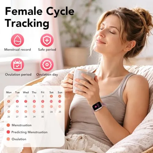 CASCHO ▫️ Relógio Inteligente para Mulher com Chamadas Bluetooth e WhatsApp, Smartwatch Elegante para Mulher com 2 Braceletes, Ecrã HD de 1,83", Frequência Cardíaca, Sono, SpO2, Mais de 120 Desportos, IP68, para Android e iOS 4