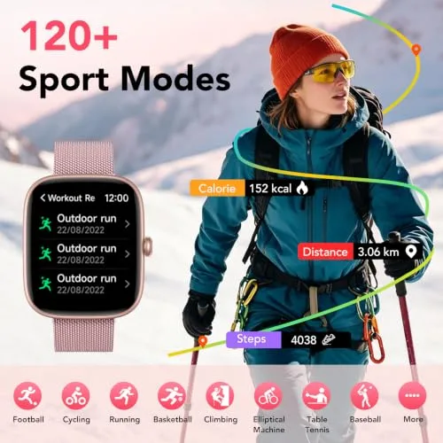 CASCHO ▫️ Relógio Inteligente para Mulher com Chamadas Bluetooth e WhatsApp, Smartwatch Elegante para Mulher com 2 Braceletes, Ecrã HD de 1,83", Frequência Cardíaca, Sono, SpO2, Mais de 120 Desportos, IP68, para Android e iOS 6