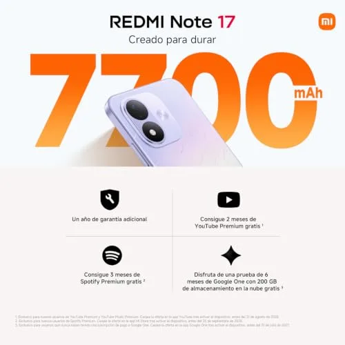 Xiaomi ▫️ REDMI Note 17, smartphone de 4+128 GB, preto, bateria de 7700 mAh 2