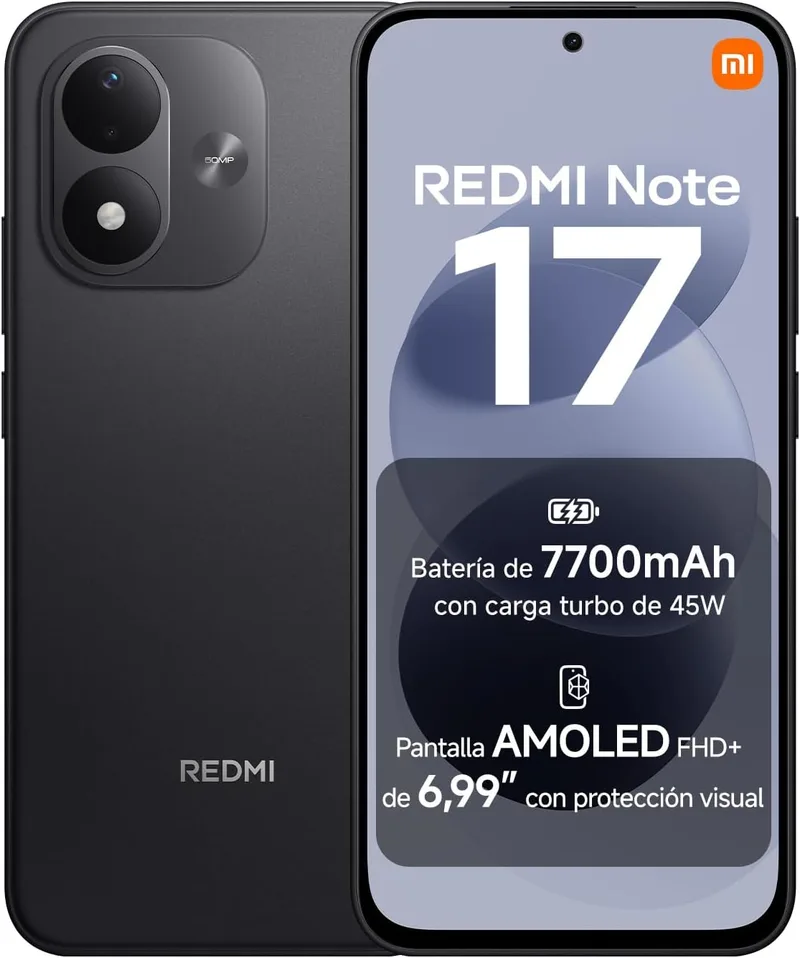 Xiaomi ▫️ REDMI Note 17, smartphone de 6+256 GB, preto, bateria de 7700 mAh