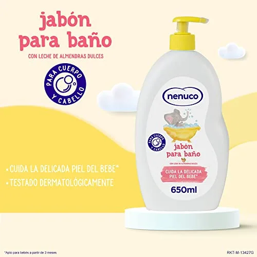 Nenuco ▫️ Sabonete de Banho, com Leite de Amêndoas Doces, para o Corpo e o Cabelo, 650 ml (Embalagem de 3) 2