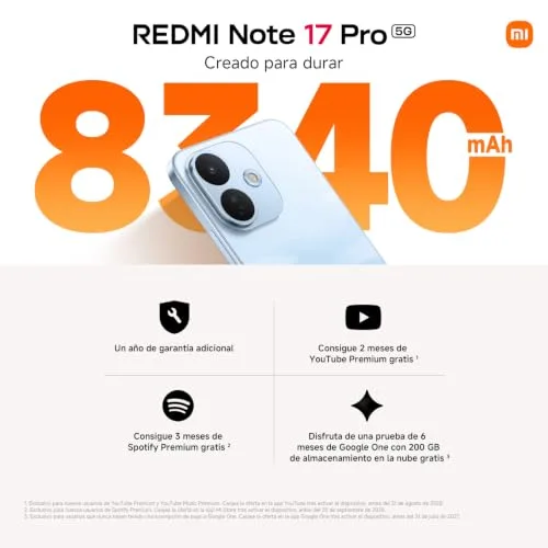 XIAOMI ▫️ REDMI Note 17 Pro 5G, smartphone de 12+256 GB, preto, bateria de 8340 mAh 3