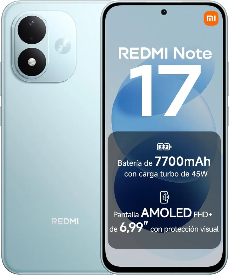 Xiaomi ▫️ REDMI Note 17, smartphone de 6+256 GB, Turquesa Céu, bateria de 7700 mAh