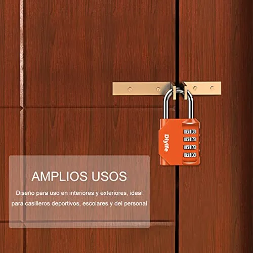 Diyife ▫️ Cadeado de combinação de 4 dígitos à prova de água, para ginásio, cacifos, arquivos e caixas de ferramentas, laranja 6