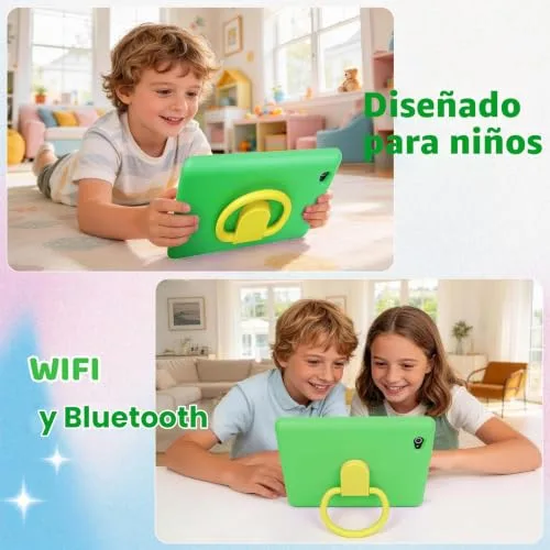TT.KIDS ▫️ Tablet para crianças de 10 polegadas, tablet infantil com Android 16 e 5 núcleos, 24 GB de RAM e 128 GB de ROM, ecrã IPS HD 1280×800, bateria de 6000 mAh, controlo parental, Wi-Fi 6 e Bluetooth (verde) 6