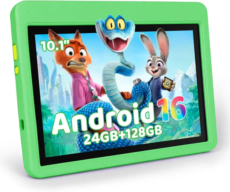 TT.KIDS ▫️ Tablet para crianças de 10 polegadas, tablet infantil com Android 16 e 5 núcleos, 24 GB de RAM e 128 GB de ROM, ecrã IPS HD 1280×800, bateria de 6000 mAh, controlo parental, Wi-Fi 6 e Bluetooth (verde)