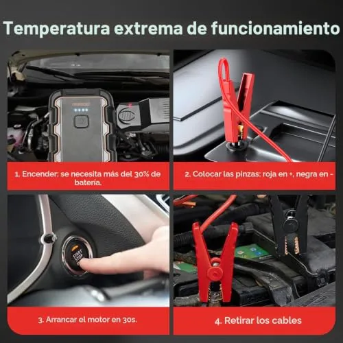 XILANHUA ▫️ Arrancador de bateria para automóvel de 7000 A, para motores a gasolina de 8,0 L/diesel de 6,0 L, Arrancador portátil de 12 V para automóvel com carregamento rápido USB e pinças para bateria, funciona em condições de frio extremo, para automóvel, mota, barco e campismo 6