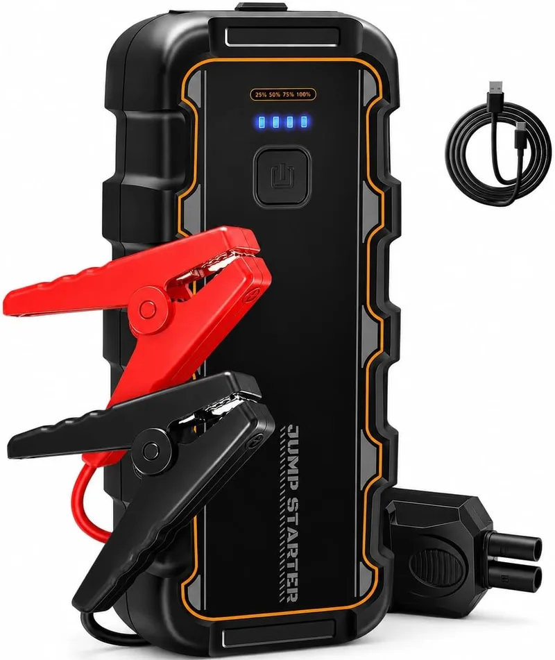 XILANHUA ▫️ Arrancador de bateria para automóvel de 7000 A, para motores a gasolina de 8,0 L/diesel de 6,0 L, Arrancador portátil de 12 V para automóvel com carregamento rápido USB e pinças para bateria, funciona em condições de frio extremo, para automóvel, mota, barco e campismo