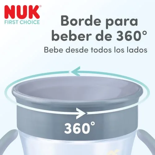 NUK ▫️ Mini Magic Cup Night – copo de treino para bebés, a partir dos 6 meses, verde e cinzento, copo para bebés de 160 ml, rebordo antiderramamento de 360°, pegas antiderrapantes, brilha no escuro, 2 unidades 3