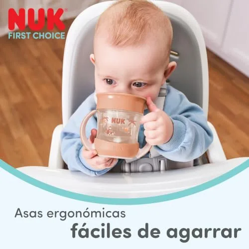 NUK ▫️ Mini Magic Cup Night – copo de treino para bebés, a partir dos 6 meses, verde e cinzento, copo para bebés de 160 ml, rebordo antiderramamento de 360°, pegas antiderrapantes, brilha no escuro, 2 unidades 4