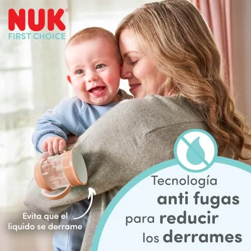 NUK ▫️ Mini Magic Cup Night – copo de treino para bebés, a partir dos 6 meses, verde e cinzento, copo para bebés de 160 ml, rebordo antiderramamento de 360°, pegas antiderrapantes, brilha no escuro, 2 unidades 5