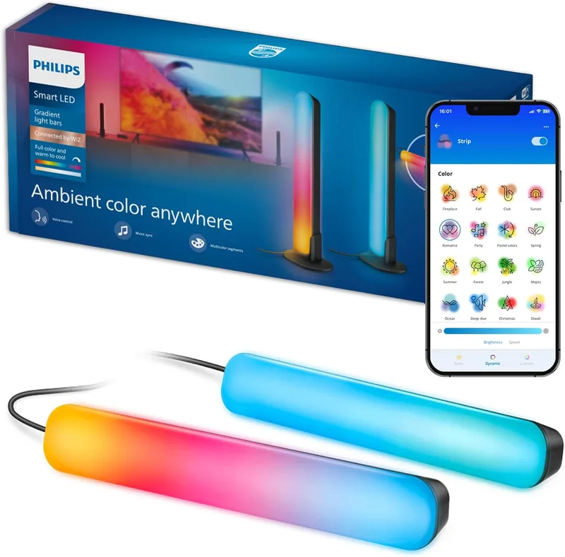 Philips ▫️ Smart LED Gradient Barra de Luzes Inteligentes para TV RGBIC, Conjunto de 2