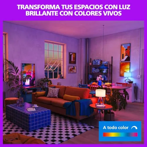 Philips ▫️ Smart Lighting, Lâmpada LED RGB Inteligente A60, E27, 1521 lm, Cor e Branco Ajustáveis 2200 K-6500 K, Intensidade Regulável, Compatível com WiZ, Alexa, Google Home e Apple Home 5