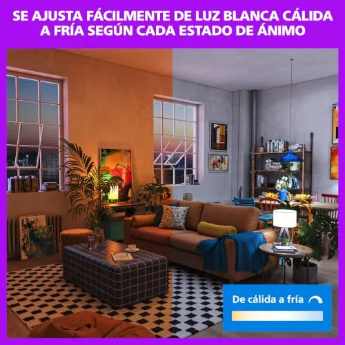 Philips ▫️ Smart Lighting, Lâmpada LED RGB Inteligente A60, E27, 1521 lm, Cor e Branco Ajustáveis 2200 K-6500 K, Intensidade Regulável, Compatível com WiZ, Alexa, Google Home e Apple Home 6