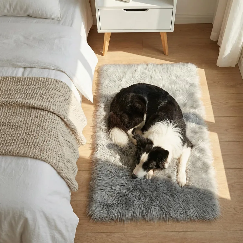 Mishukaze ▫️ Tapete de pêlo sintético de ovelha, ultra macio e fofo, tapete para cabeceira lavável na máquina, tapete antiderrapante para o chão, tapete felpudo e sedoso para o quarto, sala de