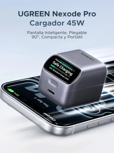 UGREEN ▫️ Nexode Pro Carregador USB-C de 45 W com PPS para carregamento rápido do iPhone com ecrã 2