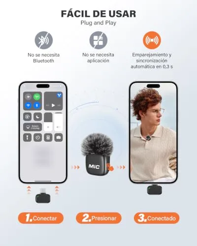 WARM BOX ▫️ Microfone Lavalier sem fios 2 em 1 para iPhone e Android, Conjunto de 2 4