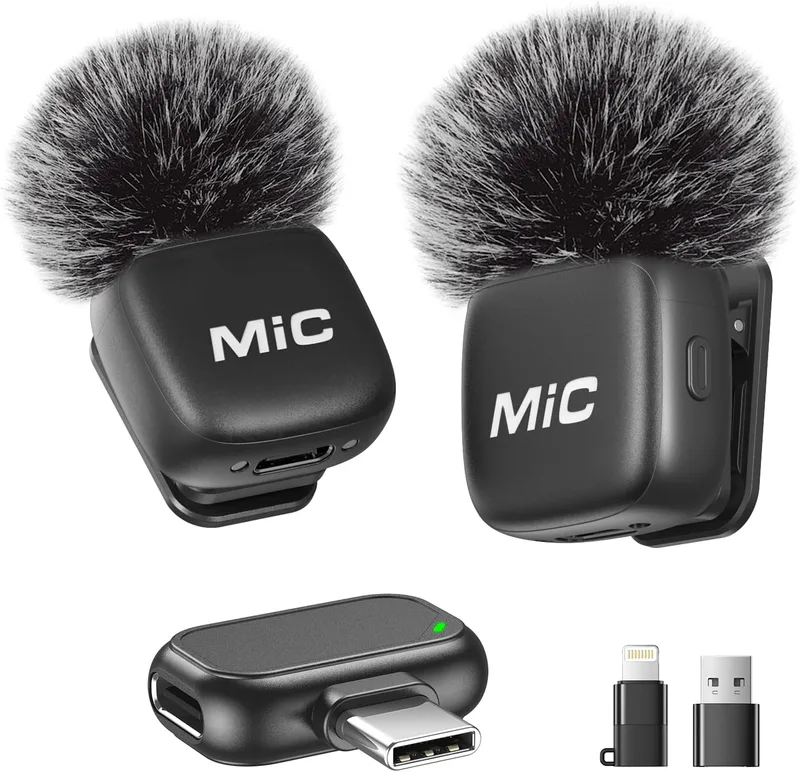 WARM BOX ▫️ Microfone Lavalier sem fios 2 em 1 para iPhone e Android, Conjunto de 2