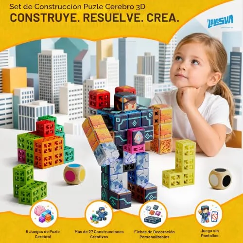 LELESUN ▫️ Spatial Soma Cube - Conjunto de 142 cubos temáticos para crianças a partir dos 5 anos, brinquedo educativo STEM, material ABS seguro, para meninos e meninas 2