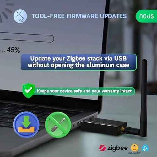 NOUS ▫️ E16 Dongle USB Zigbee2MQTT, Coordenador ZigBee 3.0 para Home Assistant, Gateway ZigBee USB com Bluetooth 5.2, Adaptador USB para Raspberry Pi, OpenHAB e Casa Inteligente 5