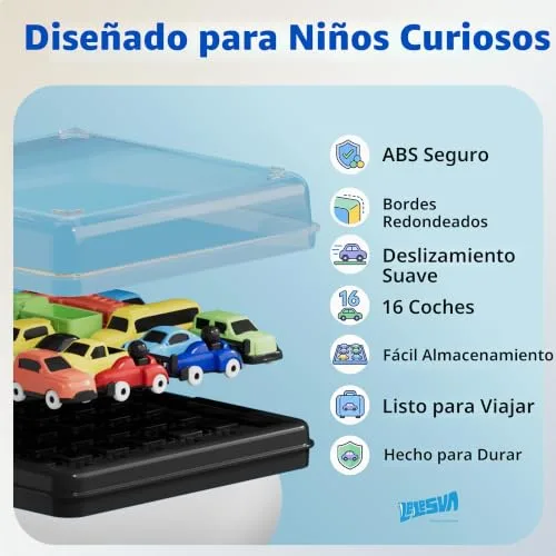 LELESUN ▫️ Jogo de quebra-cabeças deslizante «Unblock Car Klotski», jogo de mesa de lógica sobre engarrafamentos, com 16 carros e mais de 100 desafios, brinquedo STEM de ingenuidade para 2 jogadores. 6