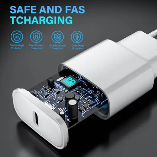SFVest ▫️ Carregador de carregamento rápido para iPhone 14, 13, 12 e 11 [Pro/Plus/Pro MAX] – Carregador USB-C de 25 W e cabo Lightning de 1 m 7