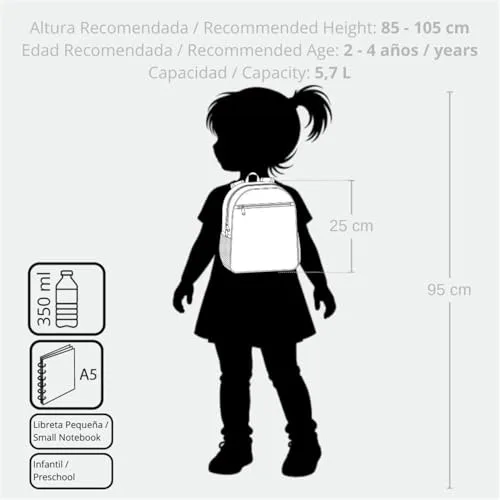 Disney ▫️ Mochila Joumma Beach & Love para creche, turquesa e verde, 23 x 25 x 10 cm, poliéster, 5,75 L 5