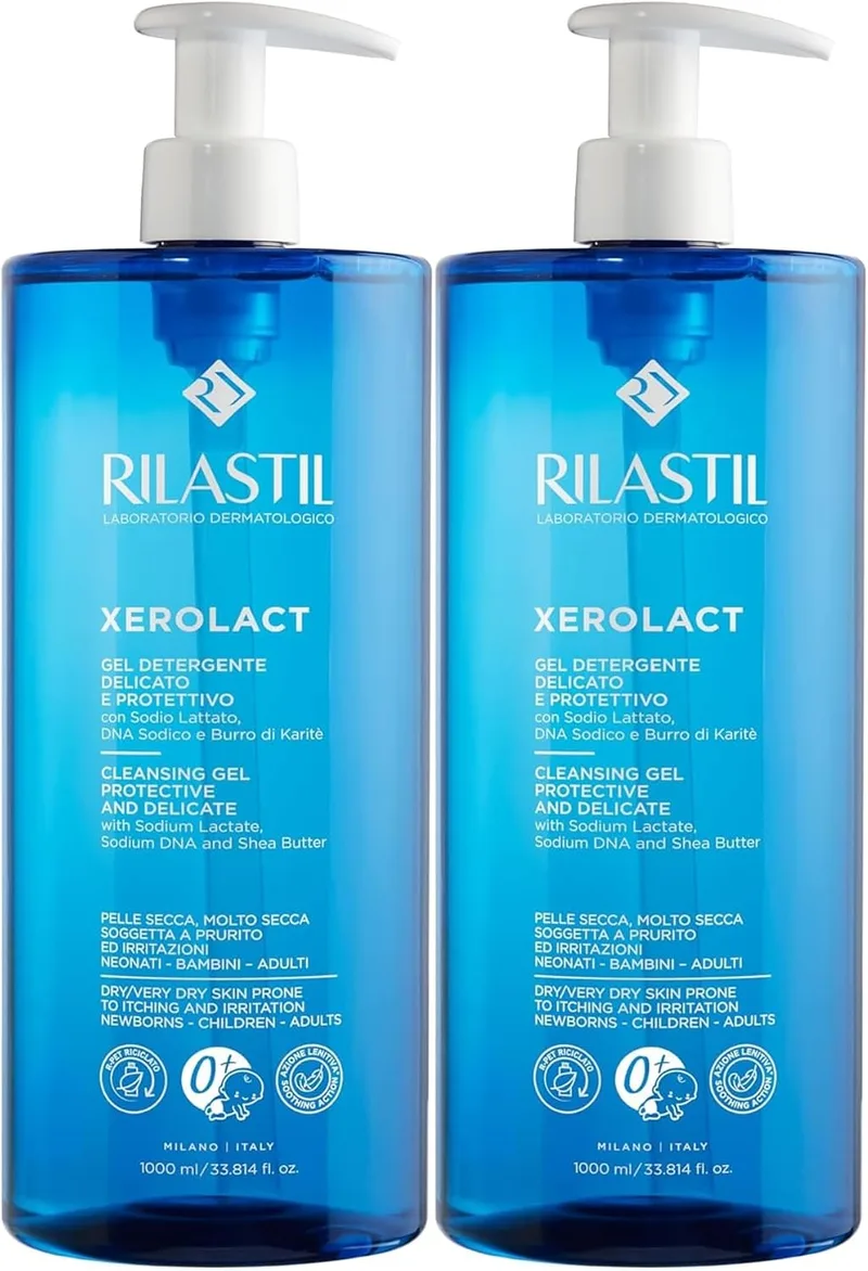 Rilastil ▫️ Xerolact - Gel de limpeza reparador para pele seca com tendência a comichão e irritação