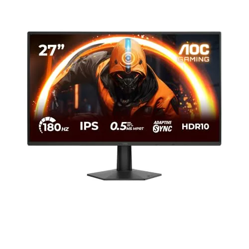 AOC ▫️ Monitor 27G50F de 27 polegadas, 180 Hz, painel IPS, 4 ms GtG, HDR10, Adaptive Sync, compatível com G-Sync, (1920x1080, 1 porta HDMI 2.0, 1 porta DP 1.4) Preto 2