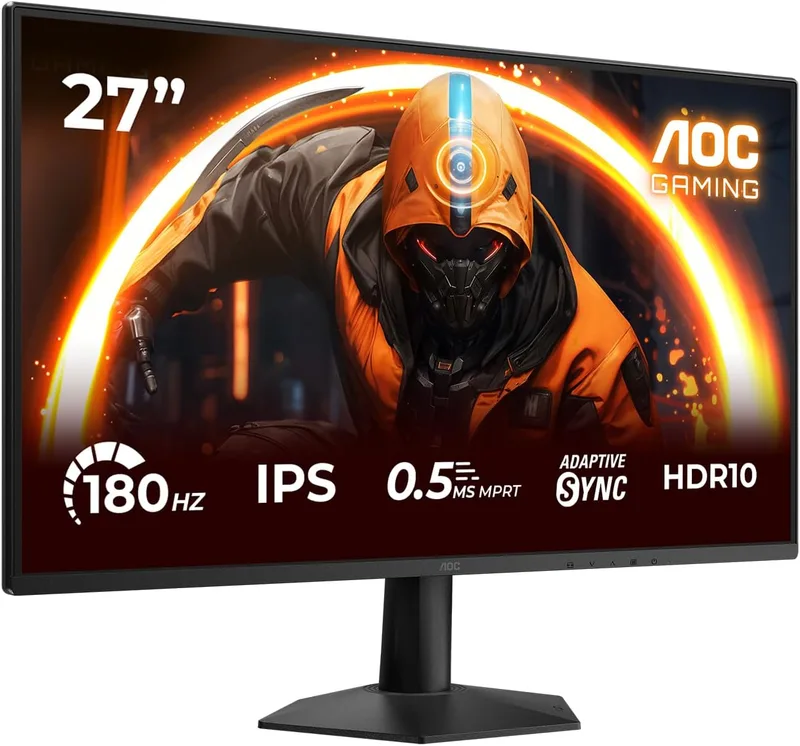 AOC ▫️ Monitor 27G50F de 27 polegadas, 180 Hz, painel IPS, 4 ms GtG, HDR10, Adaptive Sync, compatível com G-Sync, (1920x1080, 1 porta HDMI 2.0, 1 porta DP 1.4) Preto