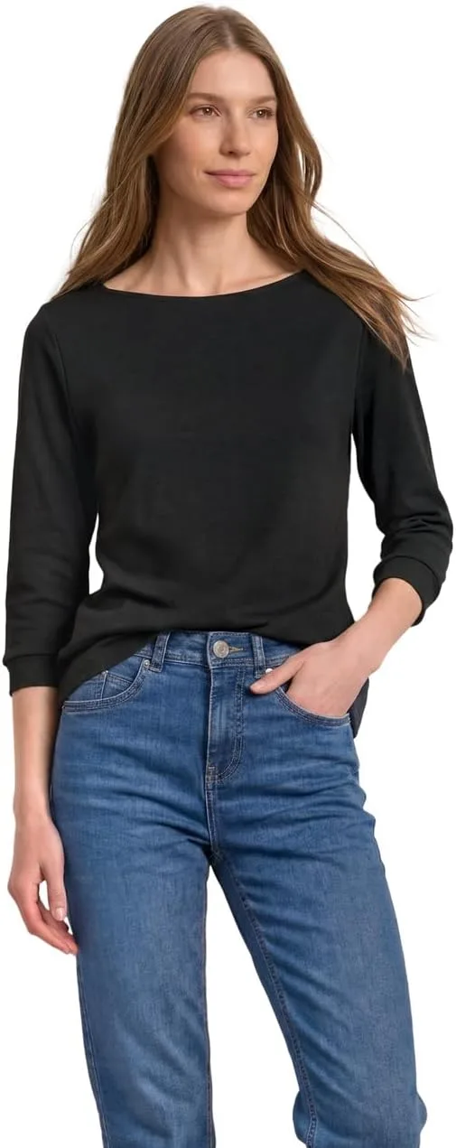 Street One ▫️ 3232241 Camiseta de manga 3/4 com gola redonda para mulher