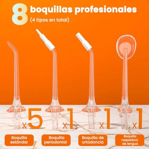 Glaskim ▫️ Irrigador bucal portátil - Irrigador dentário sem fios profissional com 4 modos 4