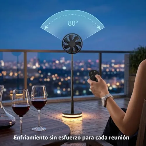 LIPETY ▫️ Ventilador de pé portátil, dobrável e oscilante - 7,8" com bateria recarregável de 16 000 mAh, USB-C; pequenos ventiladores de mesa com controlo remoto; ventilador de pé silencioso para casa, dormir, escritório e viagens 3