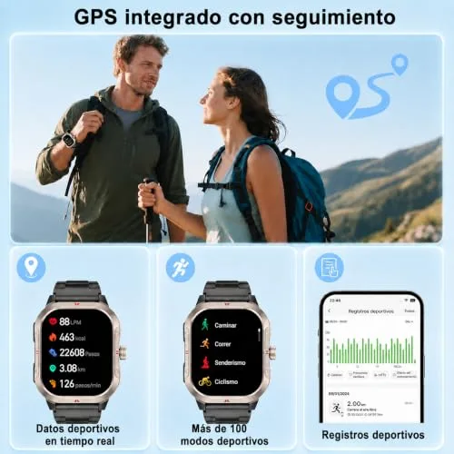 Jugeman ▫️ Relógio inteligente para homem com GPS, relógio inteligente de 2,06 polegadas, monitor de fitness 2
